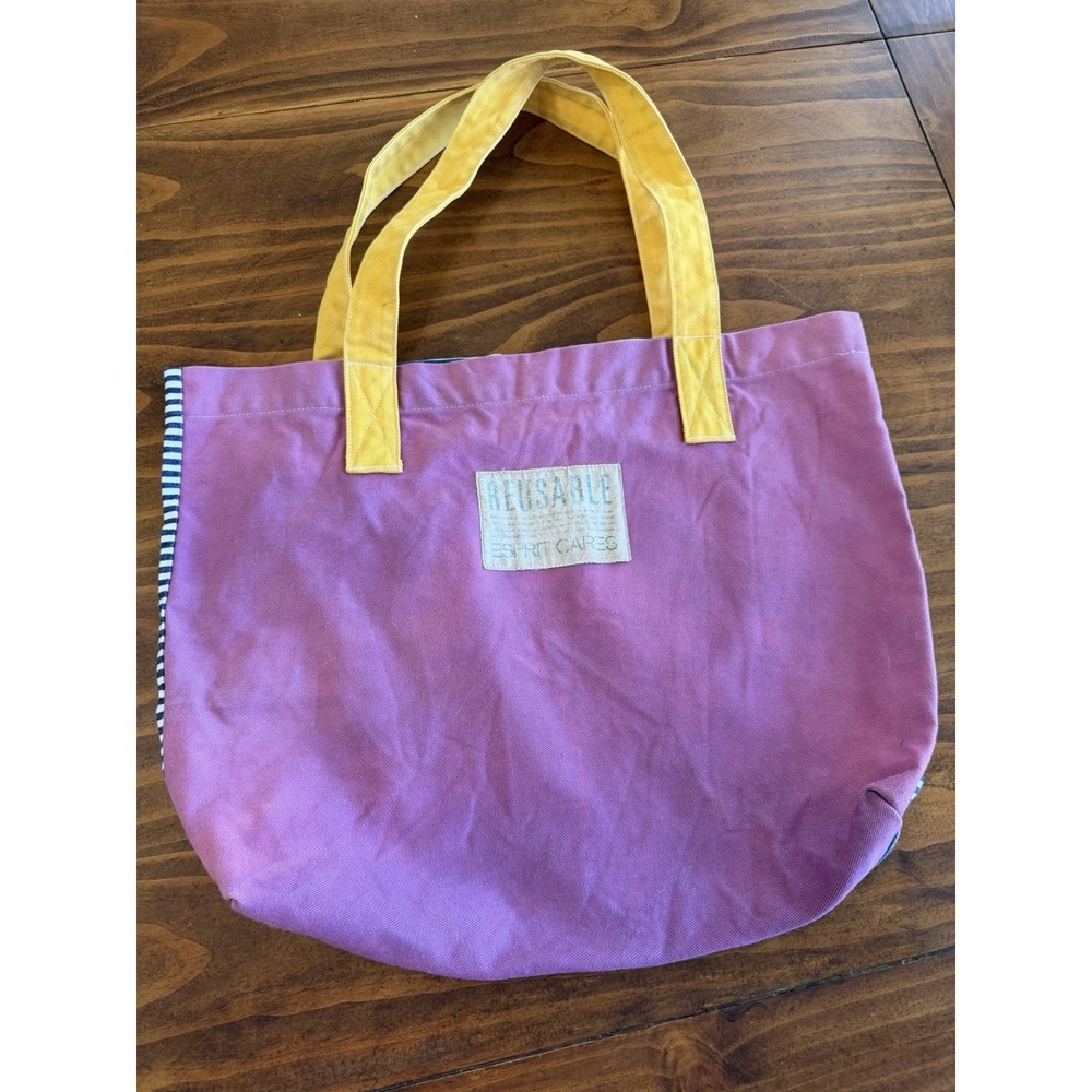 Vintage ESPIRIT Tote Bag Canvas 80's 90's Carryall Espirit Cares Breton Reusable